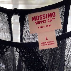 Mossimo women's fit and flare mini black dress size L 32” collar hem 30” flair